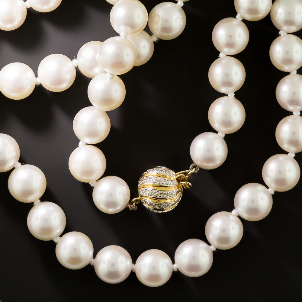 Opera-Length Cultured Pearl Strand with Diamond Clasp - 2