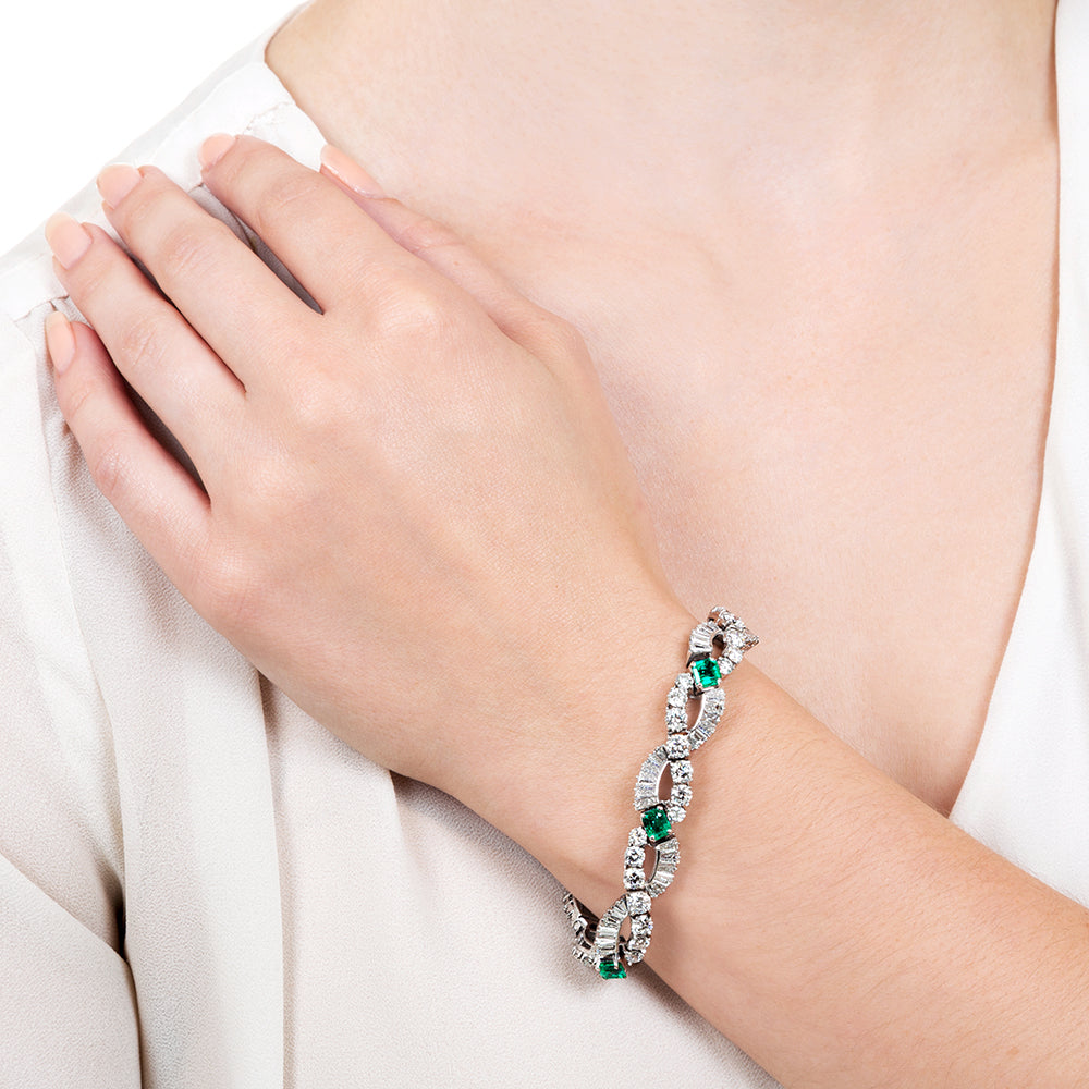 Oscar Heyman & Bros. Emerald and Diamond Bracelet - GIA F1 - 7