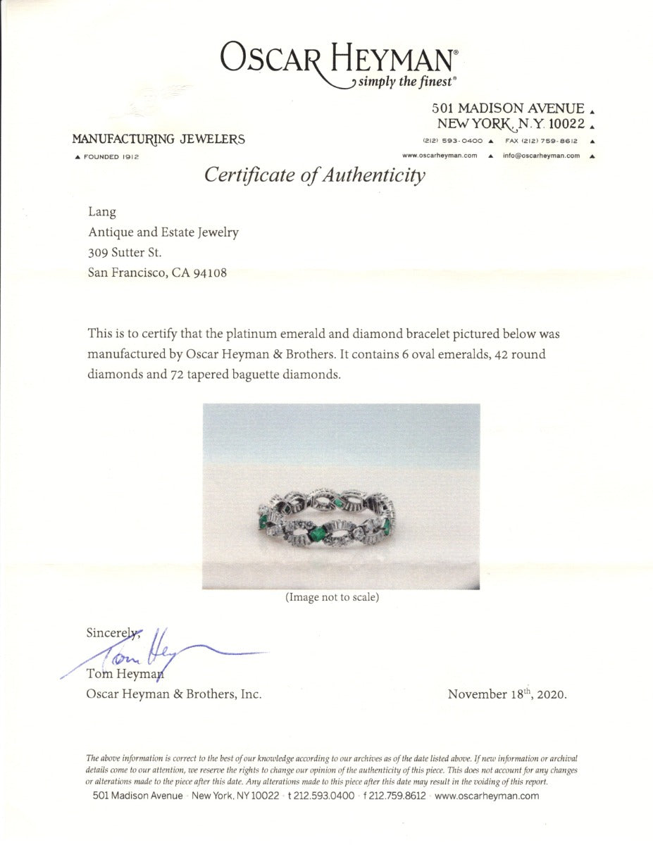 Oscar Heyman & Bros. Emerald and Diamond Bracelet - GIA F1 - 8