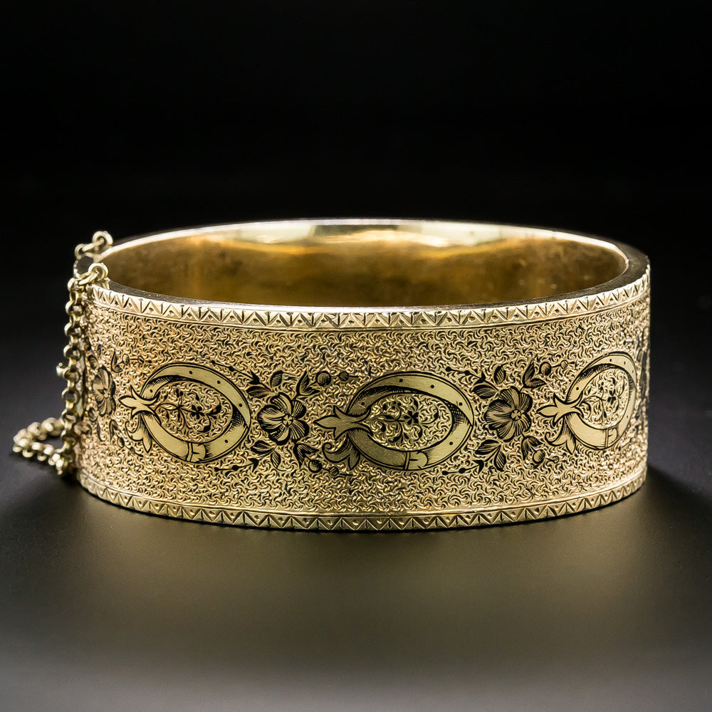Pair of Victorian 15K Enamel Bangles, English - 5