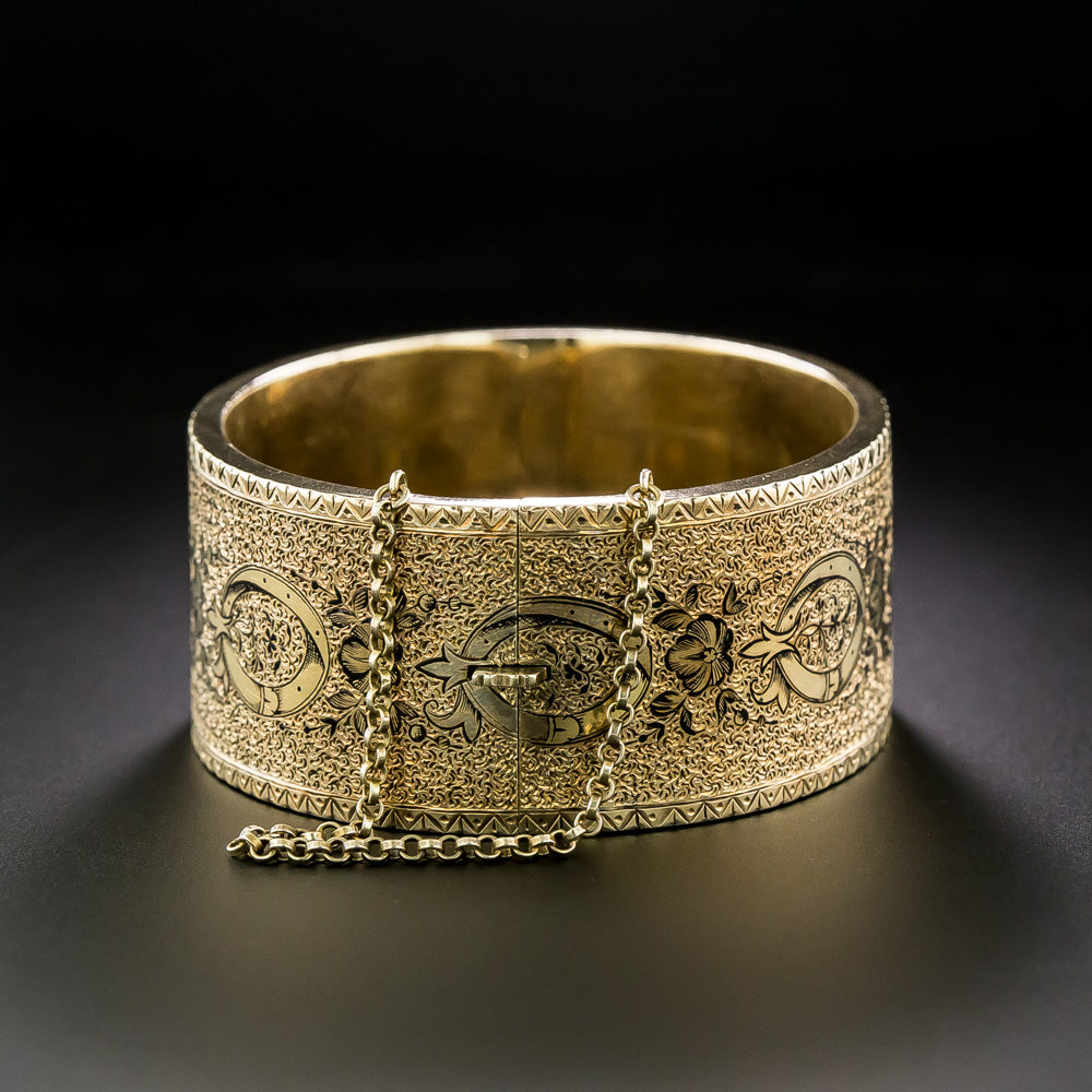 Pair of Victorian 15K Enamel Bangles, English - 6