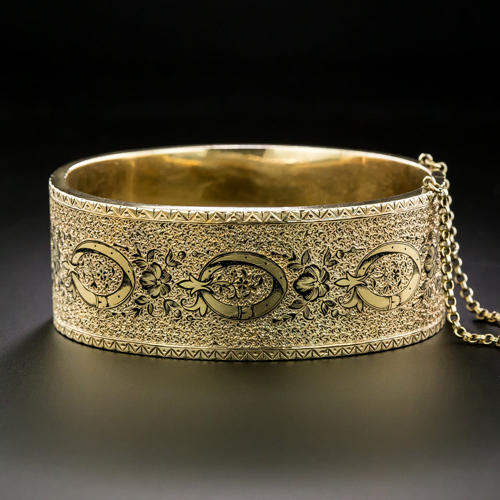 Pair of Victorian 15K Enamel Bangles, English - 7