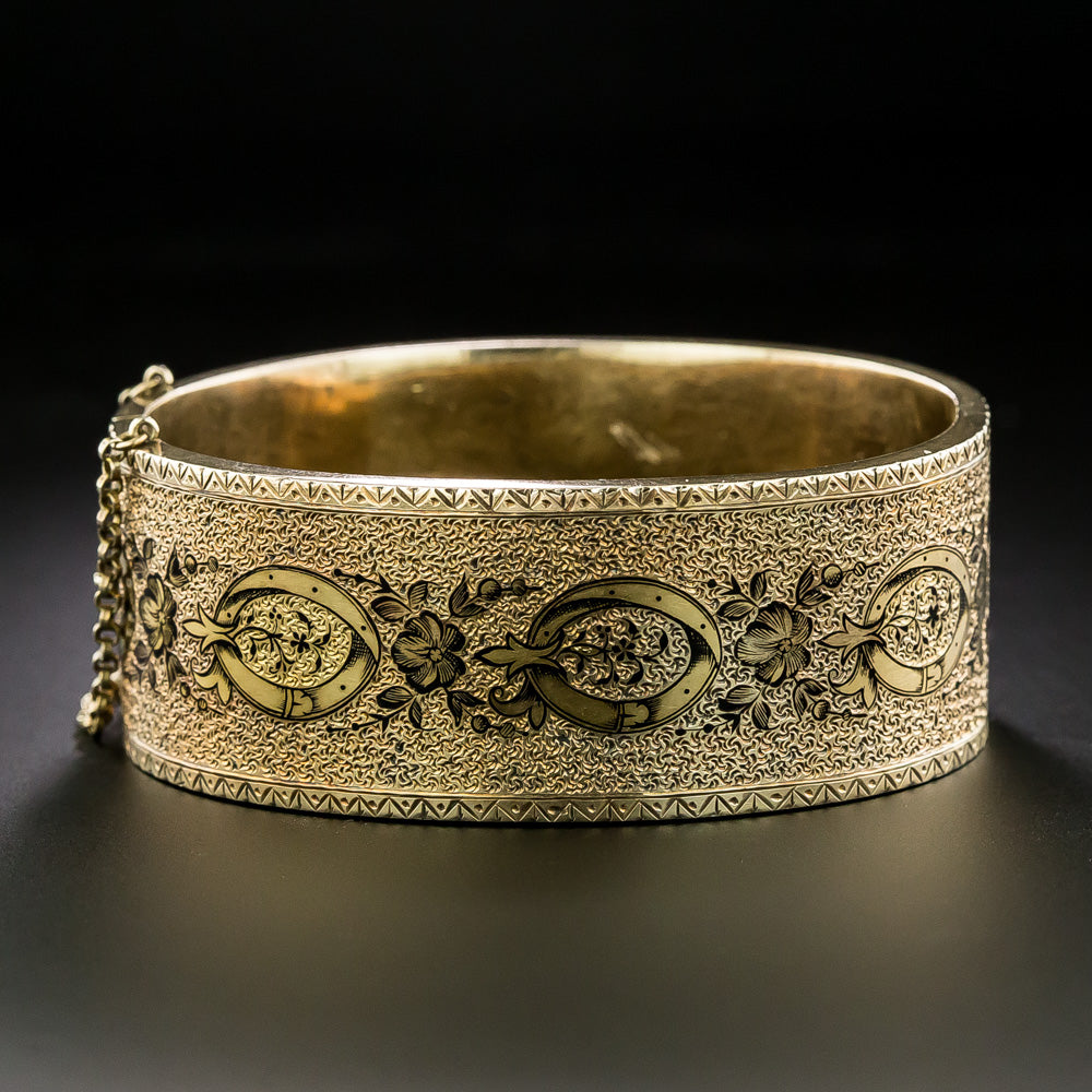 Pair of Victorian 15K Enamel Bangles, English - 8