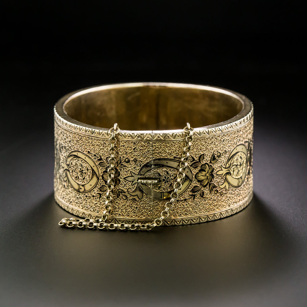 Pair of Victorian 15K Enamel Bangles, English - 9