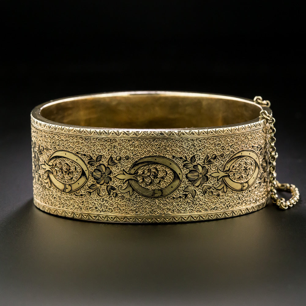 Pair of Victorian 15K Enamel Bangles, English - 10