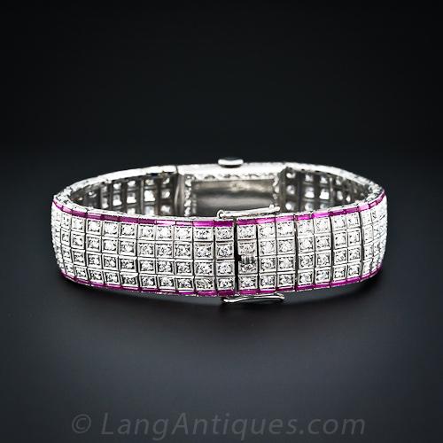 Patriotic Art Deco Diamond Bracelet Watch - 4