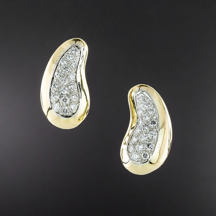 Pavé Diamond Bean-Shaped Earrings