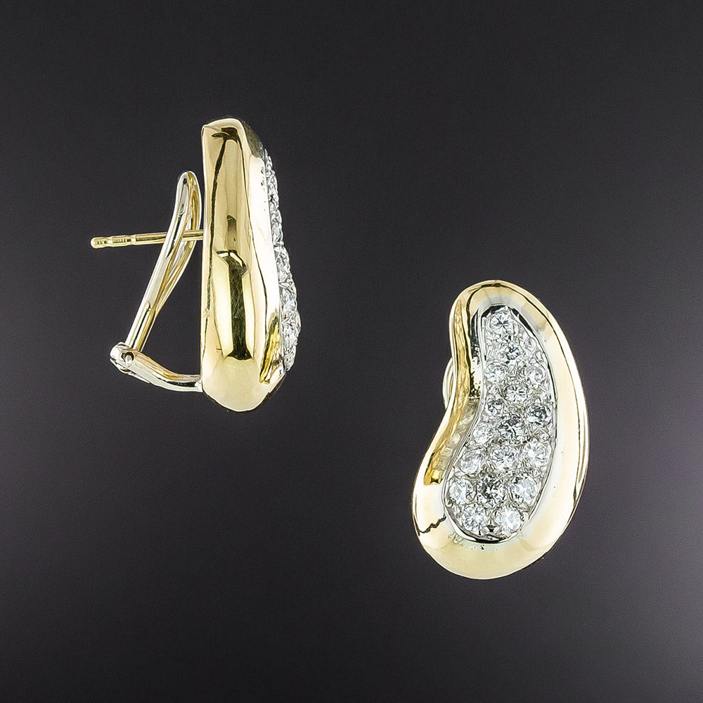 Pavé Diamond Bean-Shaped Earrings - 7