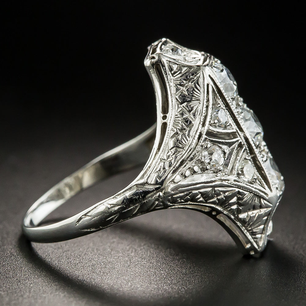 Petite Art Deco Diamond Dinner Ring - 3