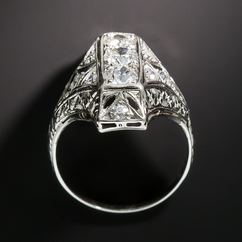 Petite Art Deco Diamond Dinner Ring - 4