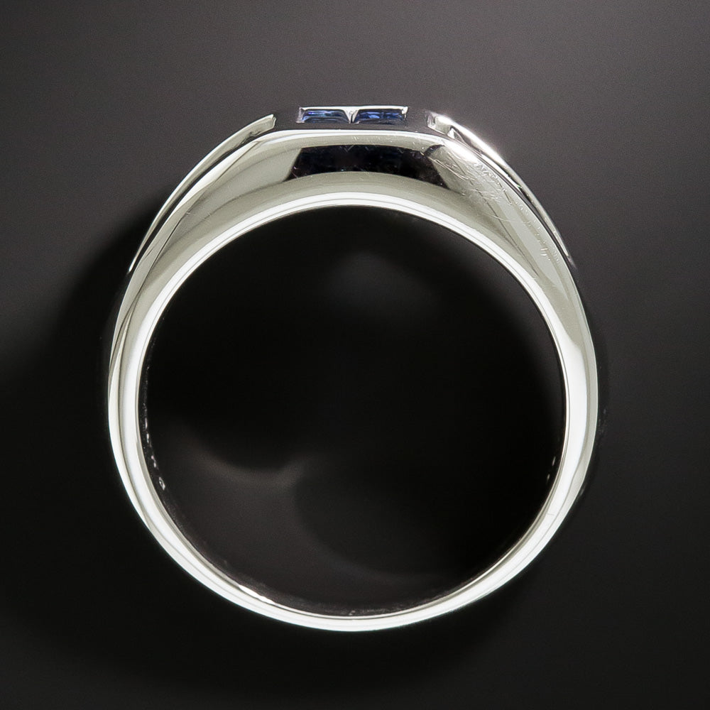 Petite Invisibly Set Sapphire And  Baguette Diamond Ring - 4