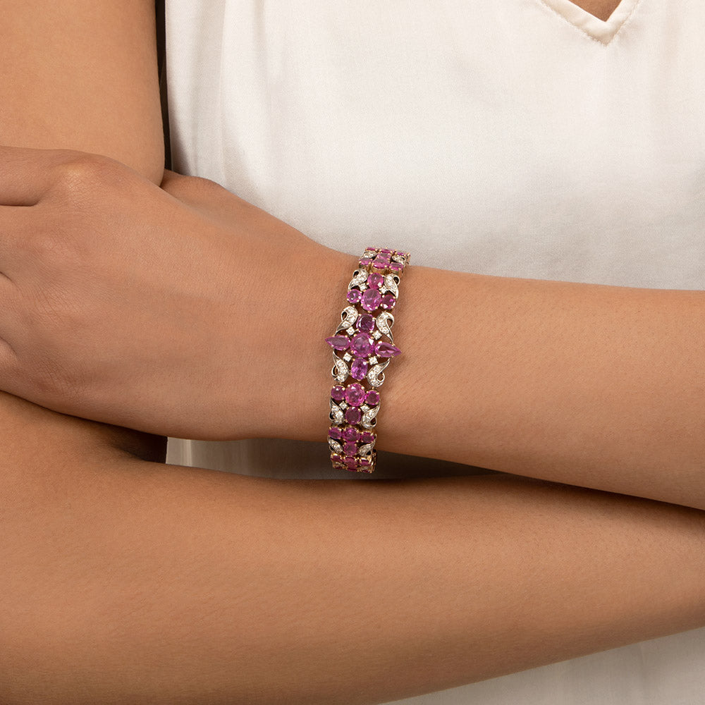 Pink Sapphire and Diamond Bracelet - 5