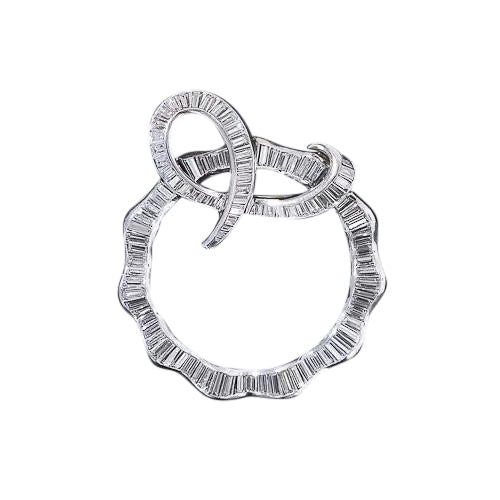Platinum and Diamond Circle/Wreath Brooch - 3