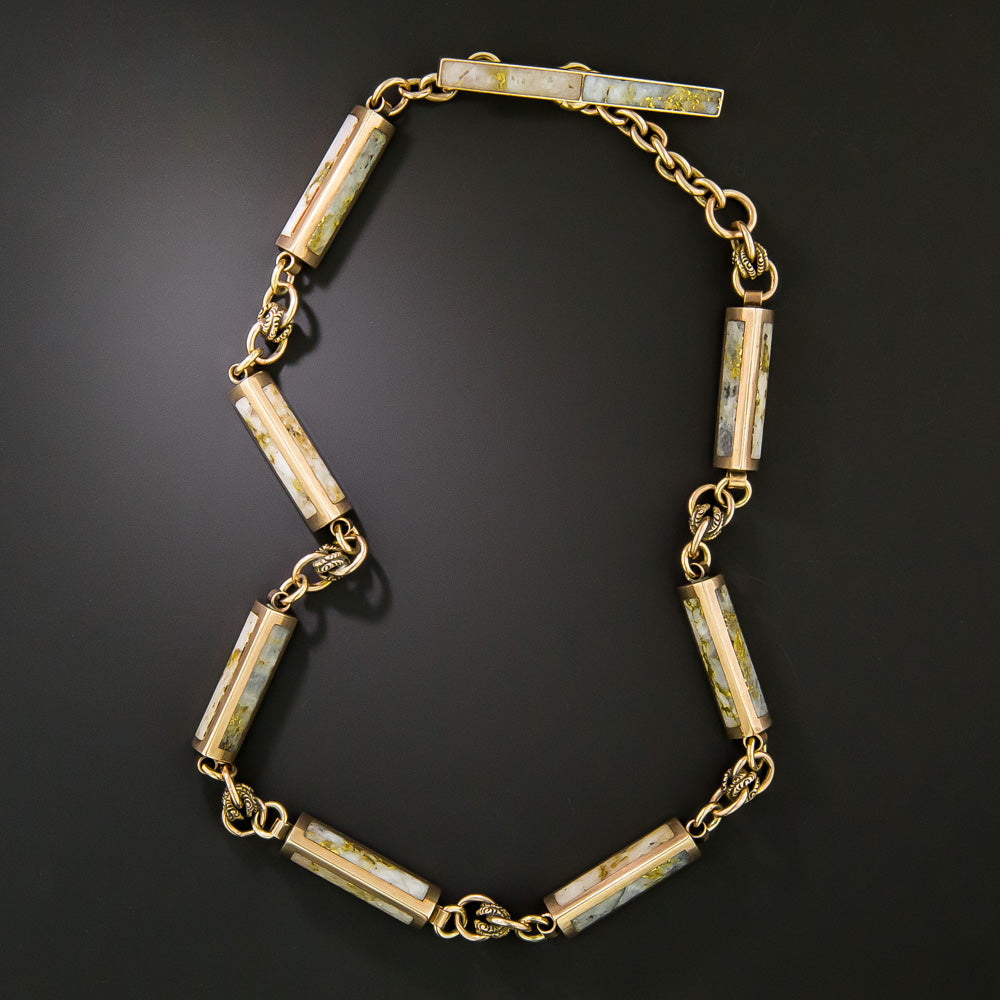 Rare Victorian Gold-in-Quartz Chain - 1