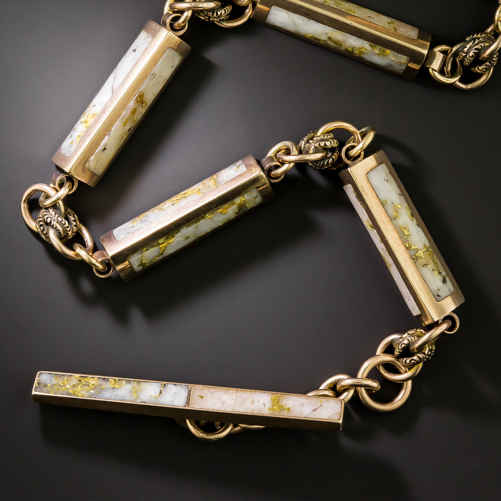 Rare Victorian Gold-in-Quartz Chain - 2