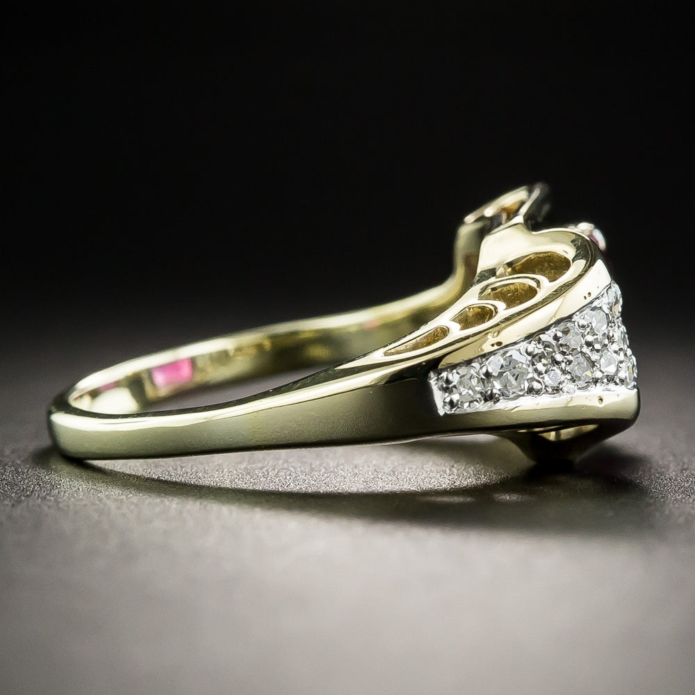 Retro 1.65 Carat No-Heat Burmese Ruby and Diamond Ring - GIA - 3