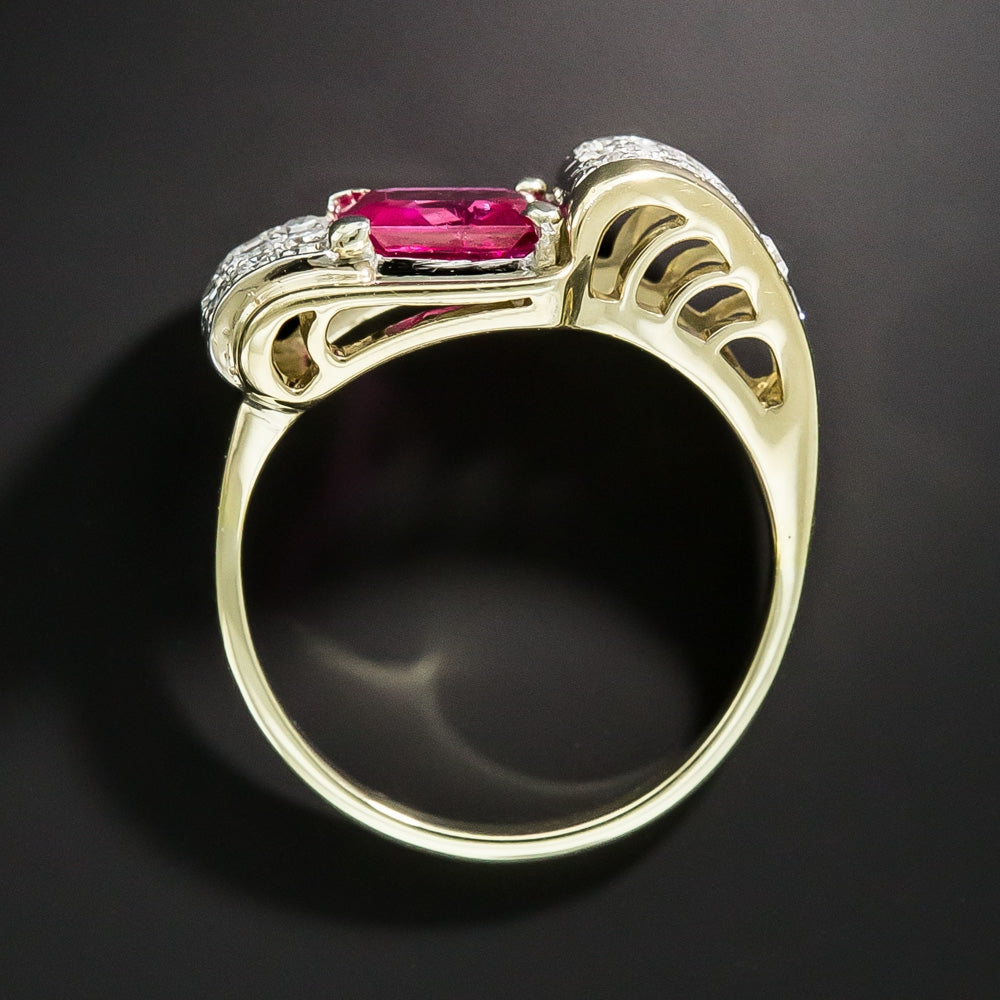 Retro 1.65 Carat No-Heat Burmese Ruby and Diamond Ring - GIA - 5