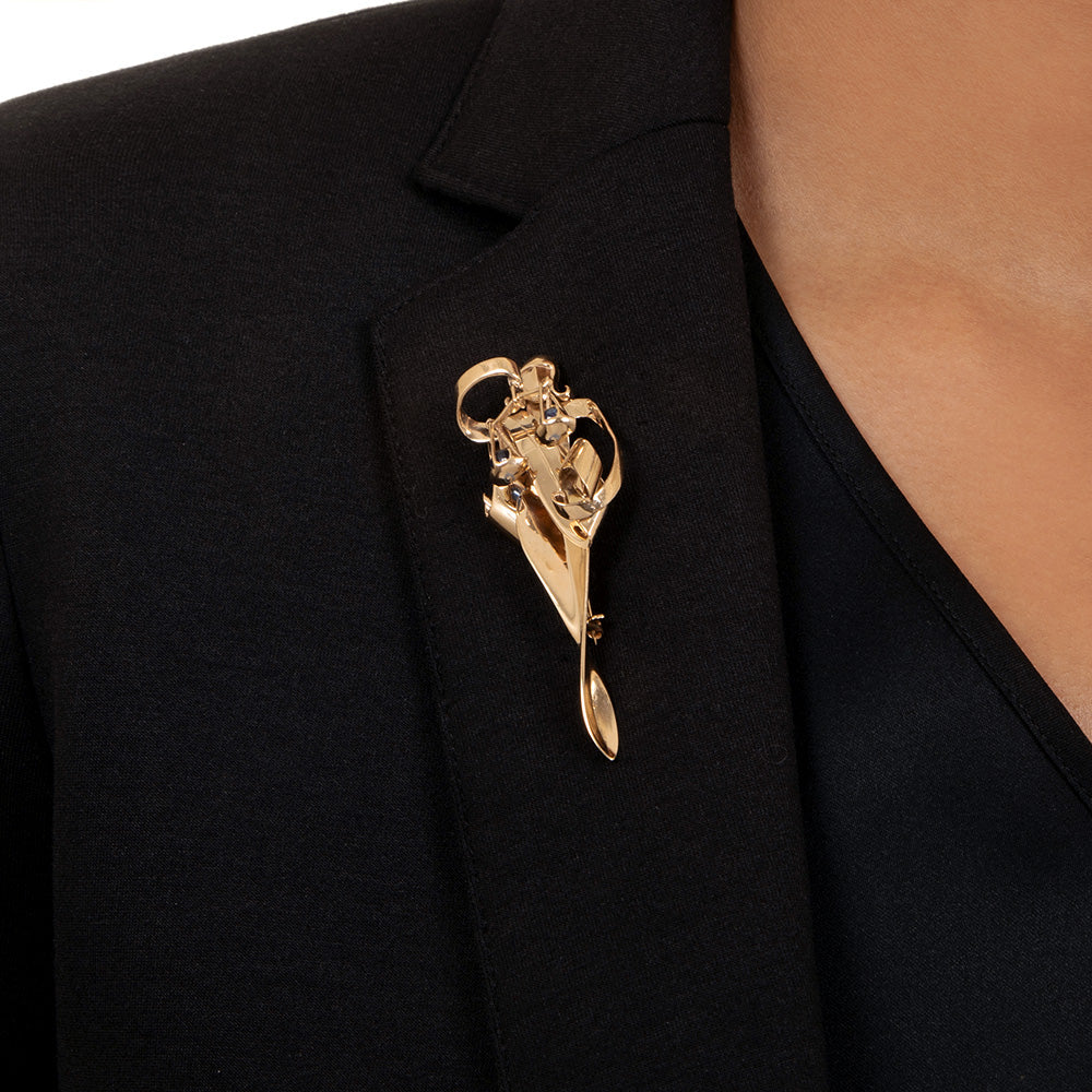 Retro 14K Libra Brooch by Trabert & Hoeffer Mauboussin - 5