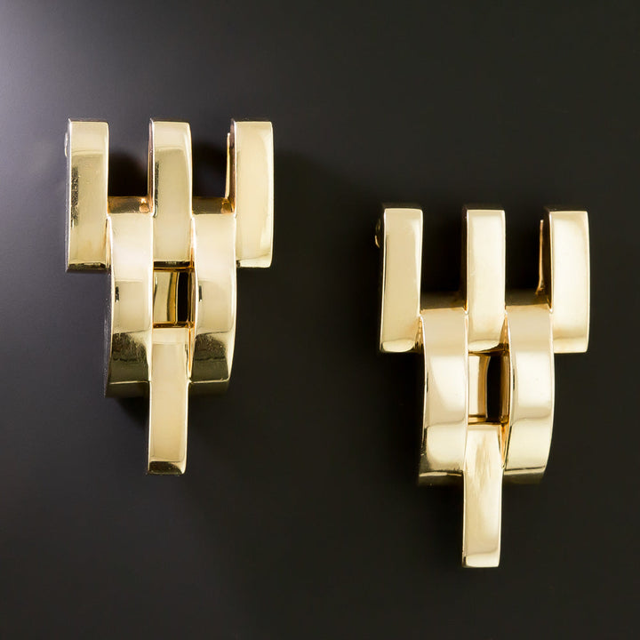 Retro 14K Trident Dress Clips by Cartier