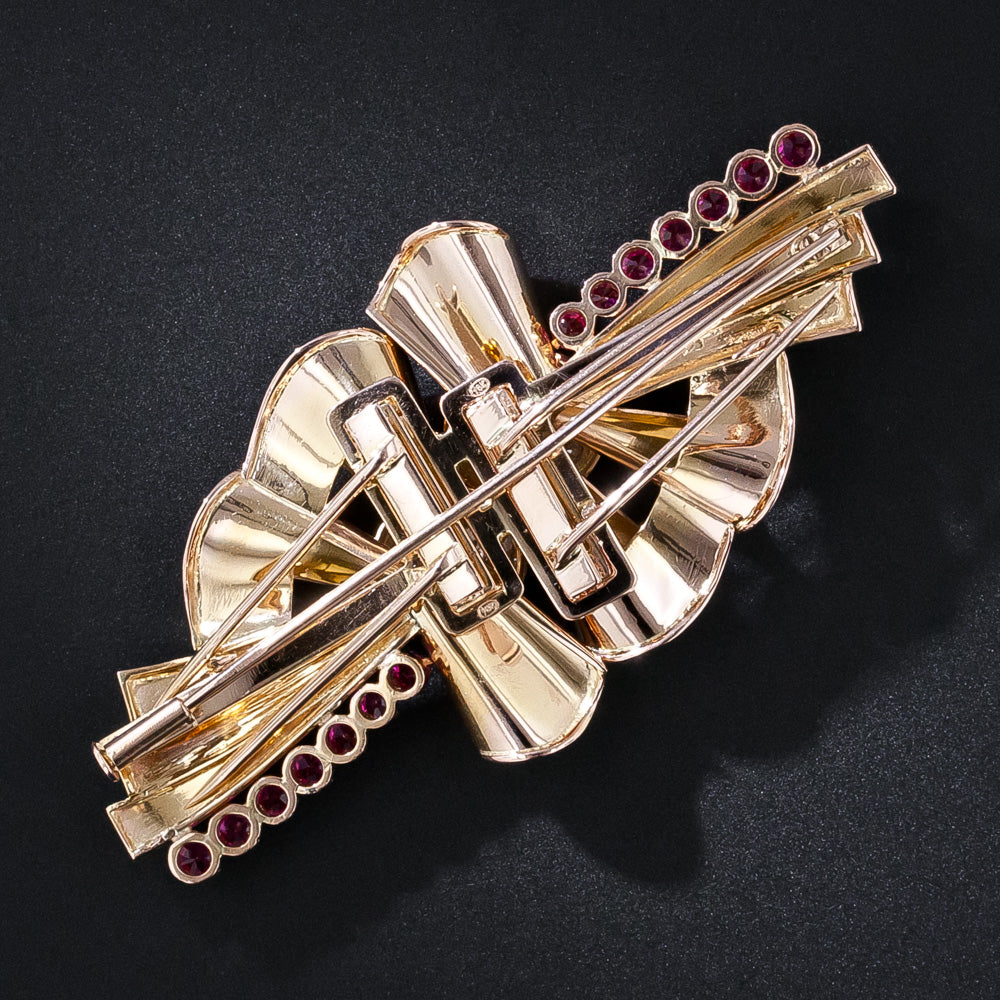 Retro 18K Ruby* and Diamond Clips/Brooch - 7