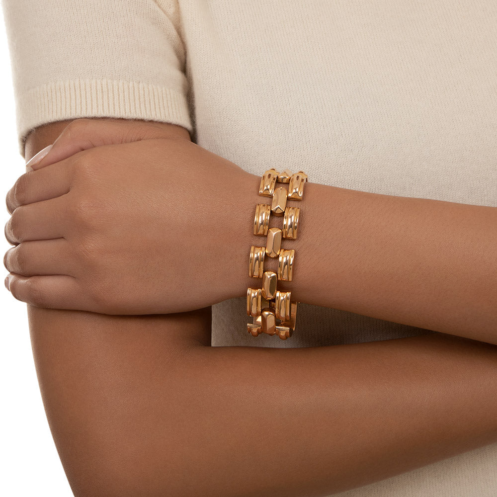 Retro 18K Tank Tread Bracelet - 6