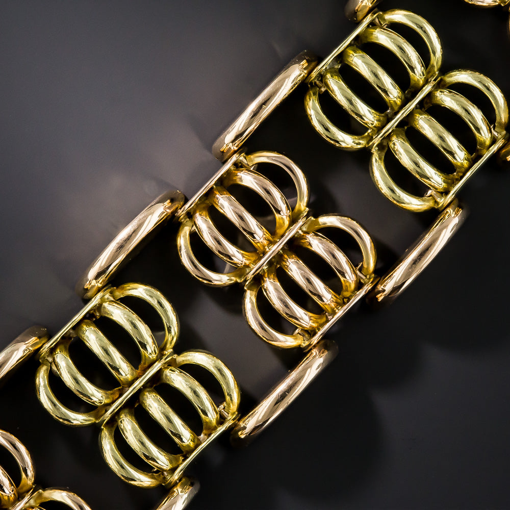 Retro 18K Two-Tone Gold Scallop Link Bracelet - 2