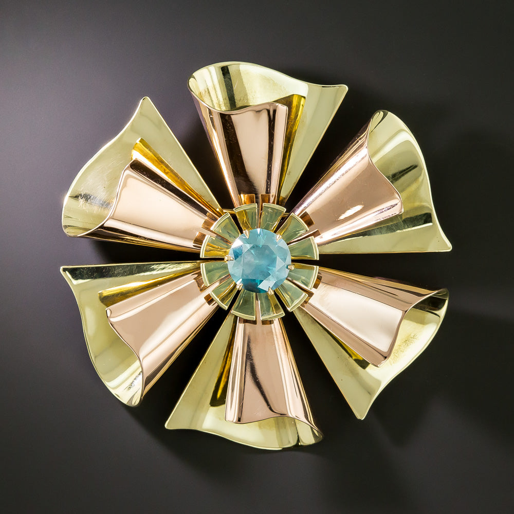 Retro 2.60 Carat Blue Diamond* Pinwheel Brooch by Eckfeldt and Ackley - 2