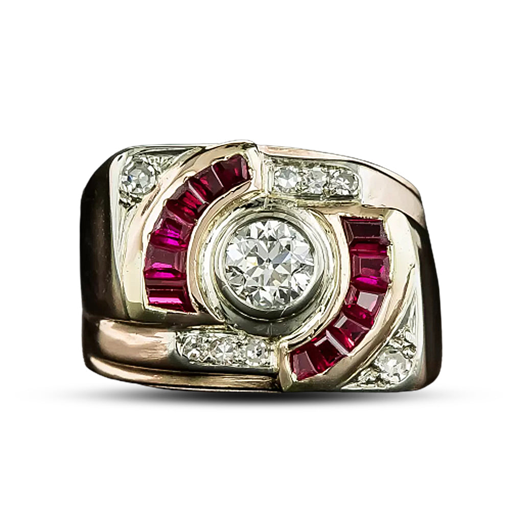 Retro .42 Carat Diamond and Ruby* Ring - 7