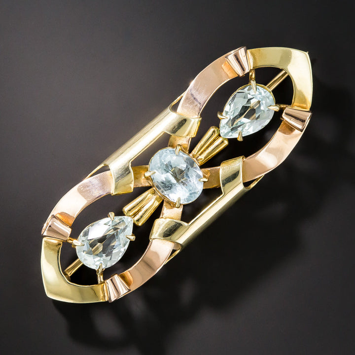 Retro Aquamarine Brooch by Sloan & Co.