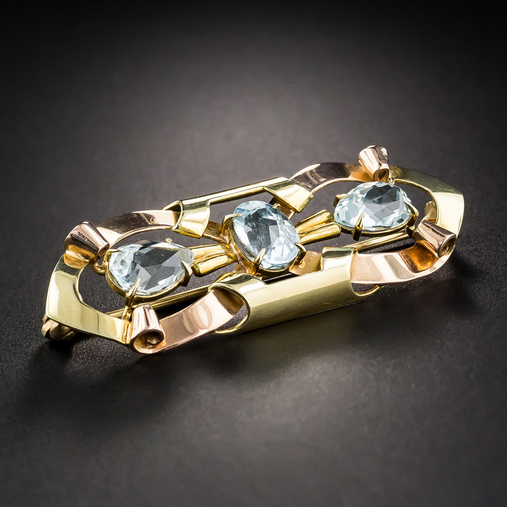 Retro Aquamarine Brooch by Sloan & Co. - 7