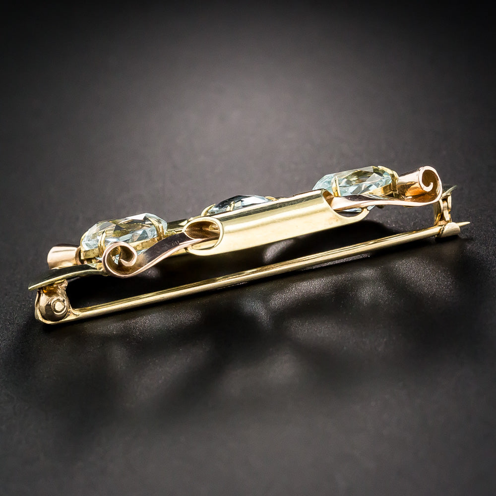 Retro Aquamarine Brooch by Sloan & Co. - 8