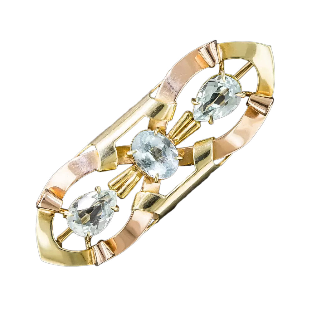 Retro Aquamarine Brooch by Sloan & Co. - 6