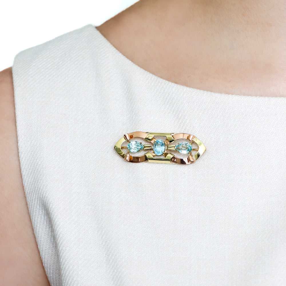 Retro Aquamarine Brooch by Sloan & Co. - 10