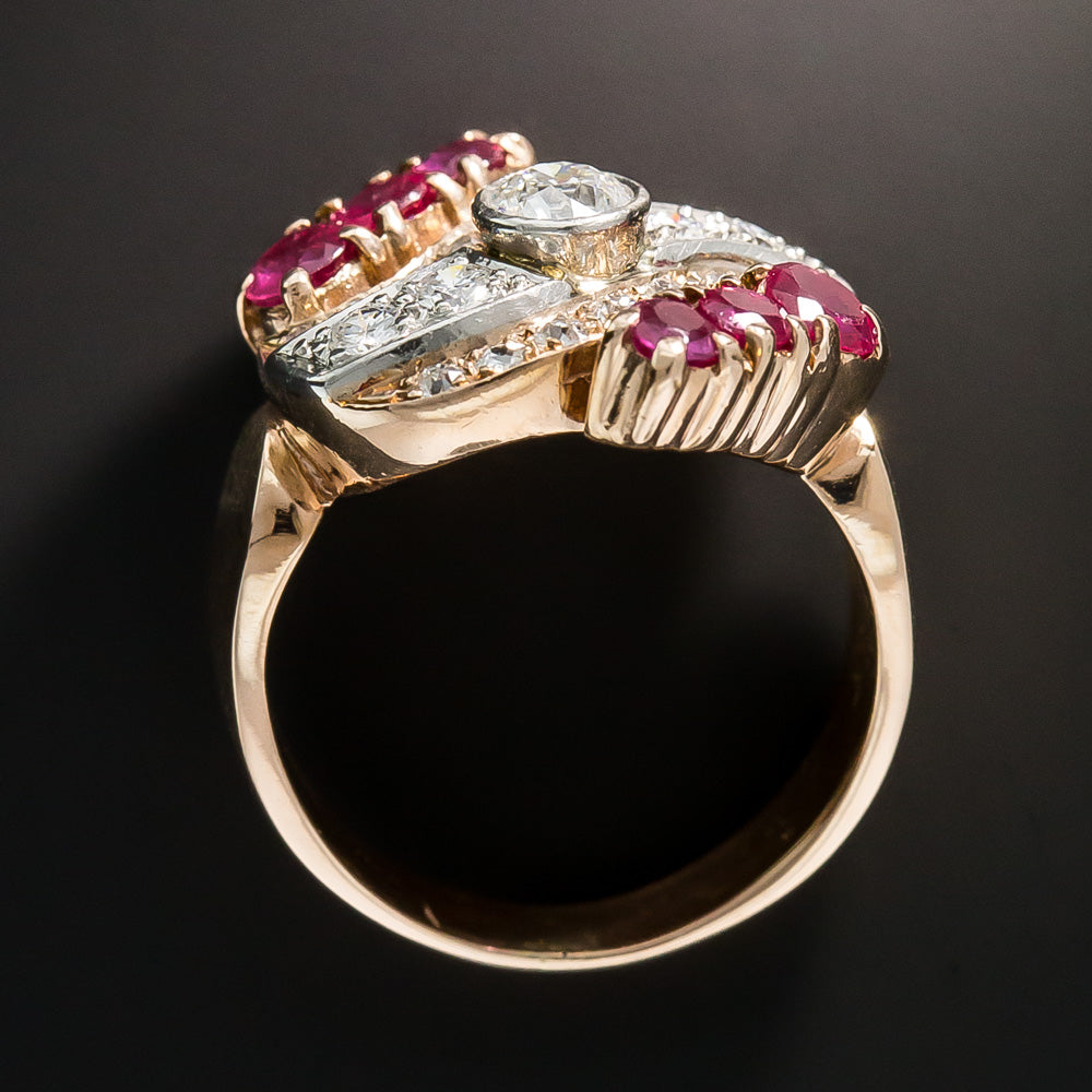 Retro Diamond and Ruby Ring  - 5