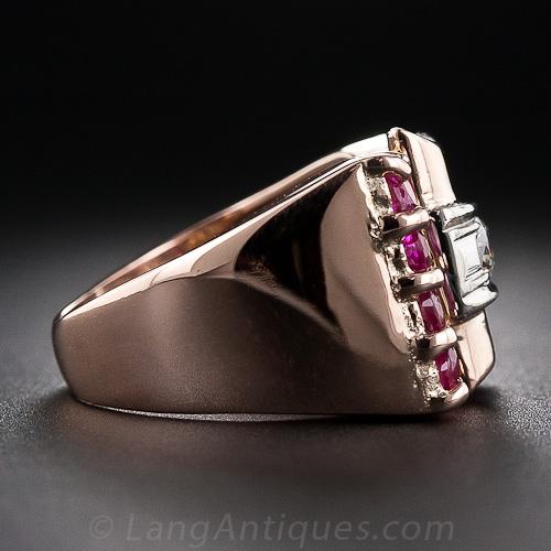 Retro Diamond and Ruby Ring, Size 4 - 3
