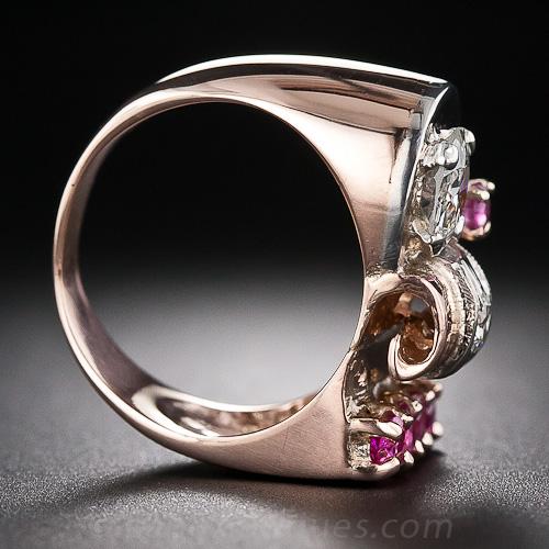 Retro Diamond and Ruby Ring, Size 4 - 6