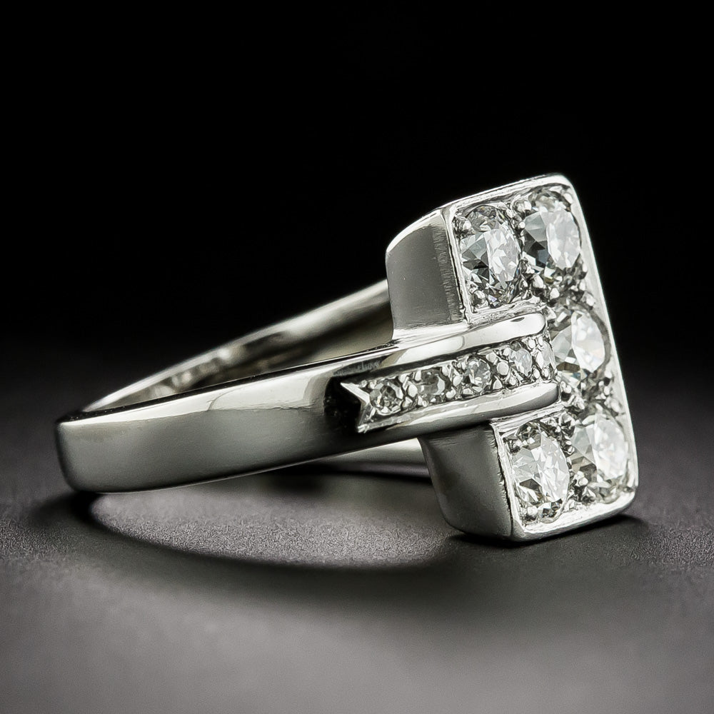 Retro Diamond Buckle Ring - 4