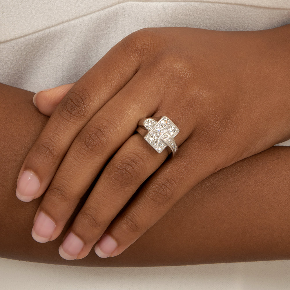 Retro Diamond Buckle Ring - 7