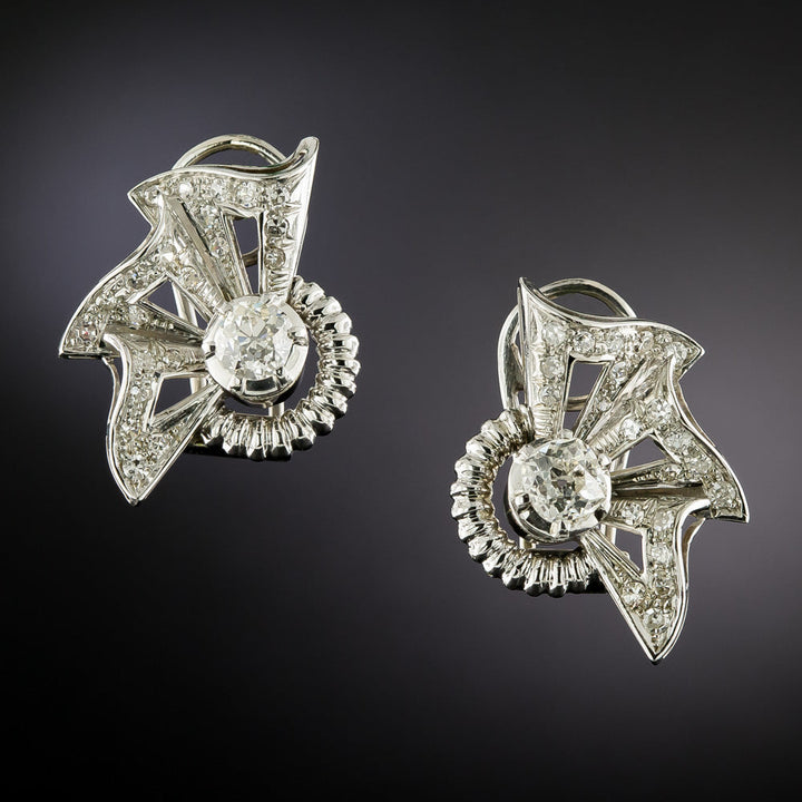 Retro Diamond Fan Earrings