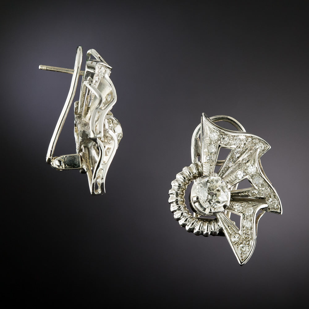 Retro Diamond Fan Earrings - 3