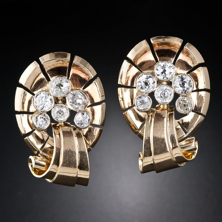 Retro Diamond Scroll Earrings