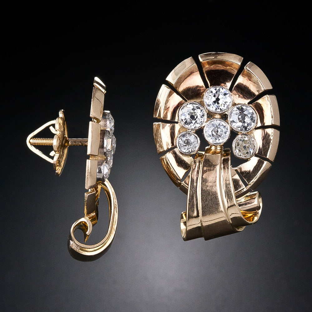 Retro Diamond Scroll Earrings - 4