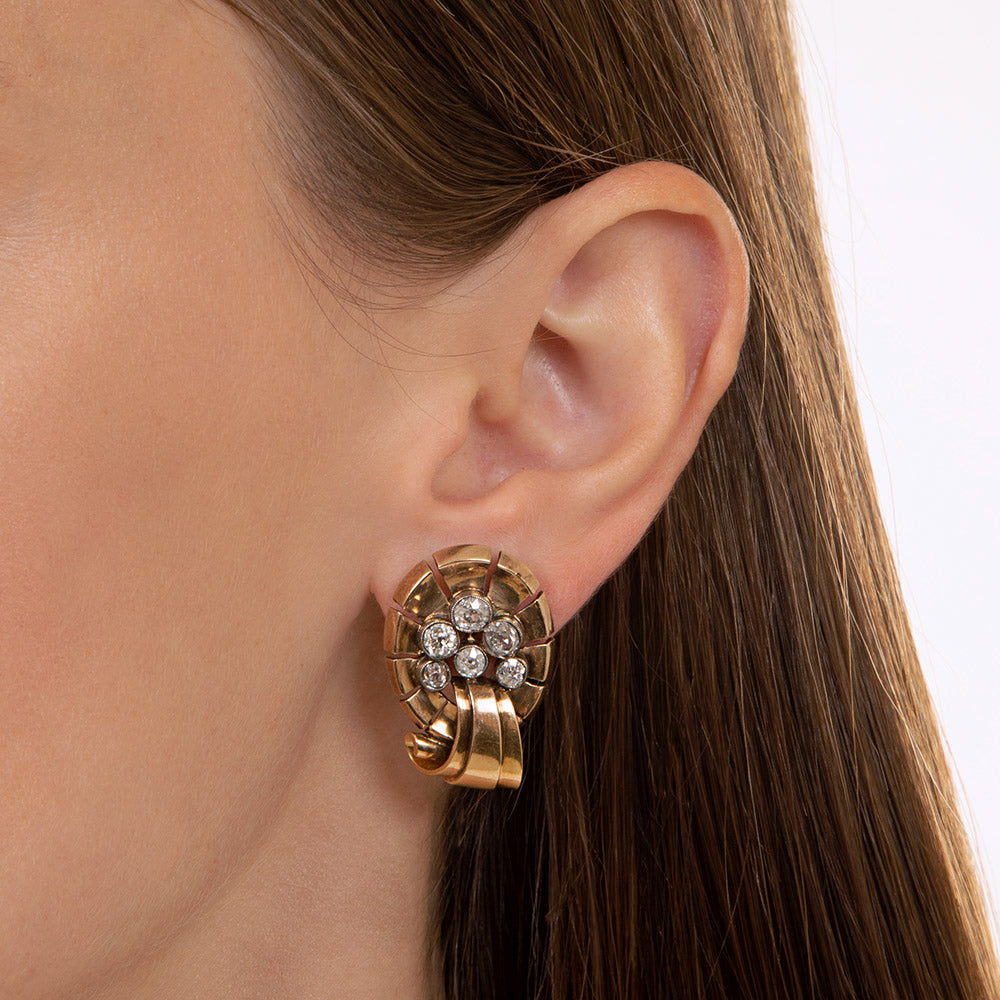 Retro Diamond Scroll Earrings - 6