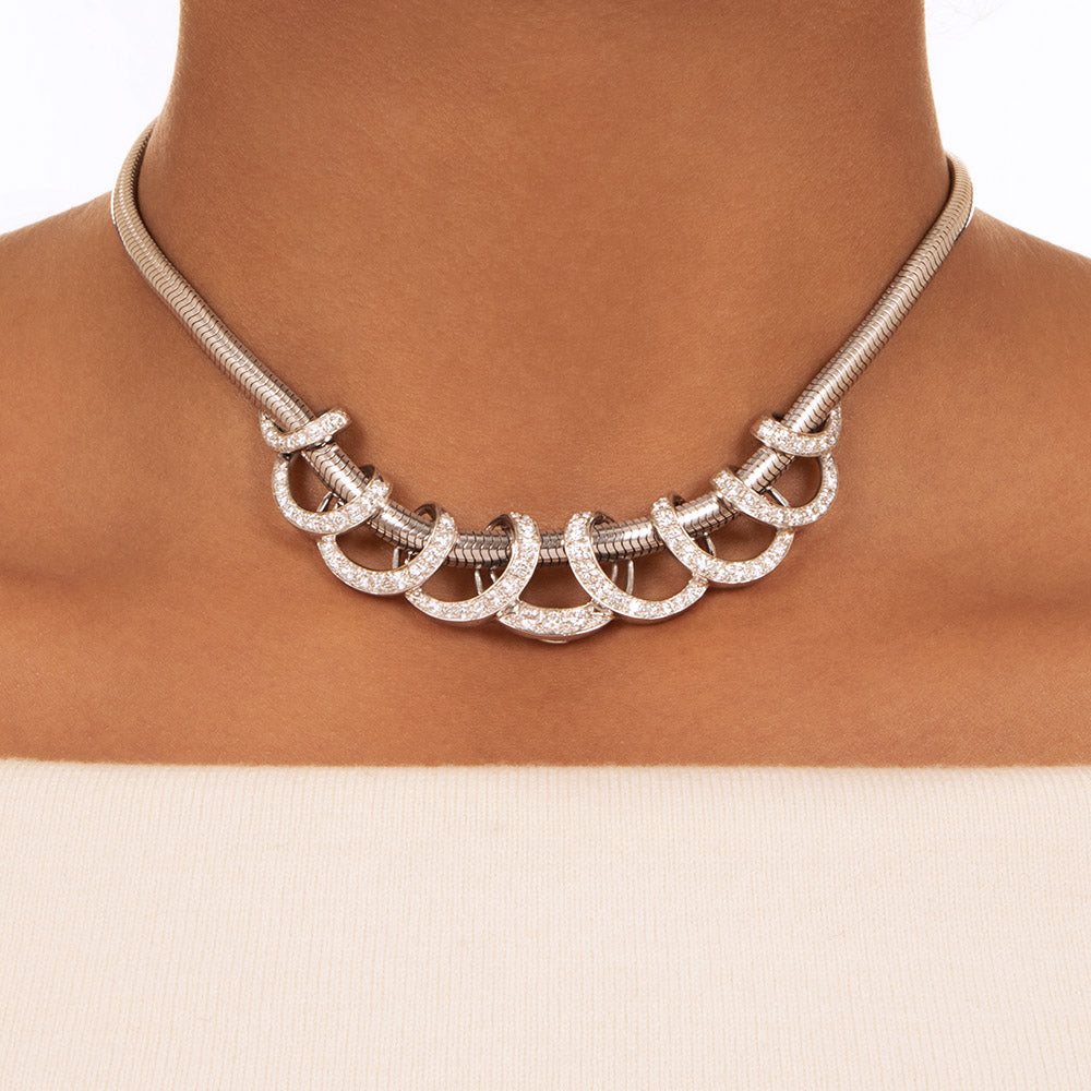 Retro Diamond Spiral Necklace - 4