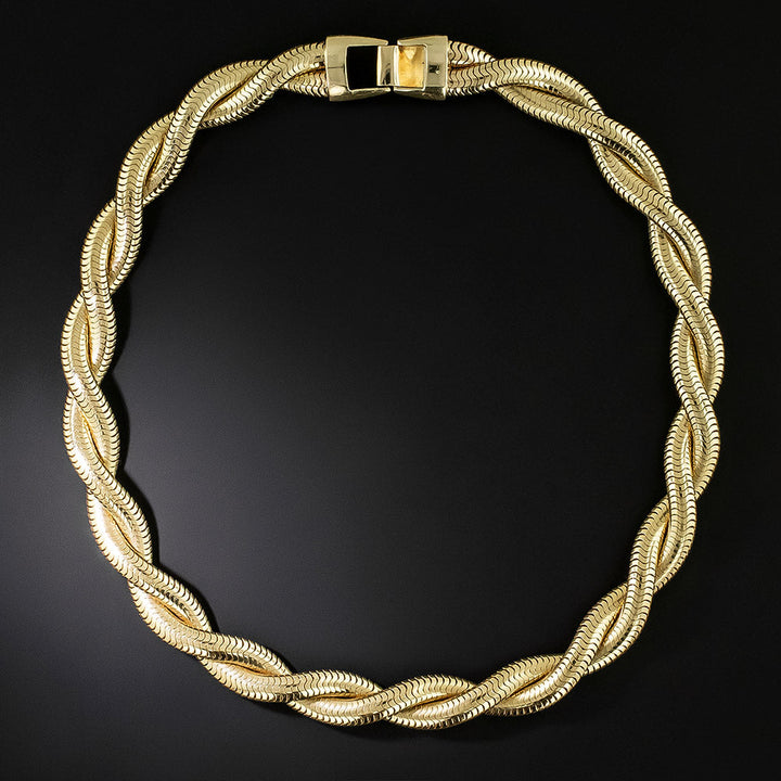 Retro Gold Twist Necklace
