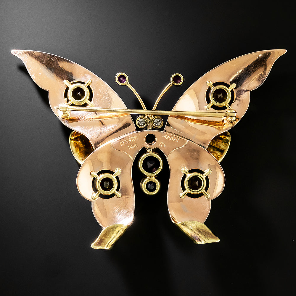 Retro Multi-Gem Butterfly Brooch by Lester & Co. - 4