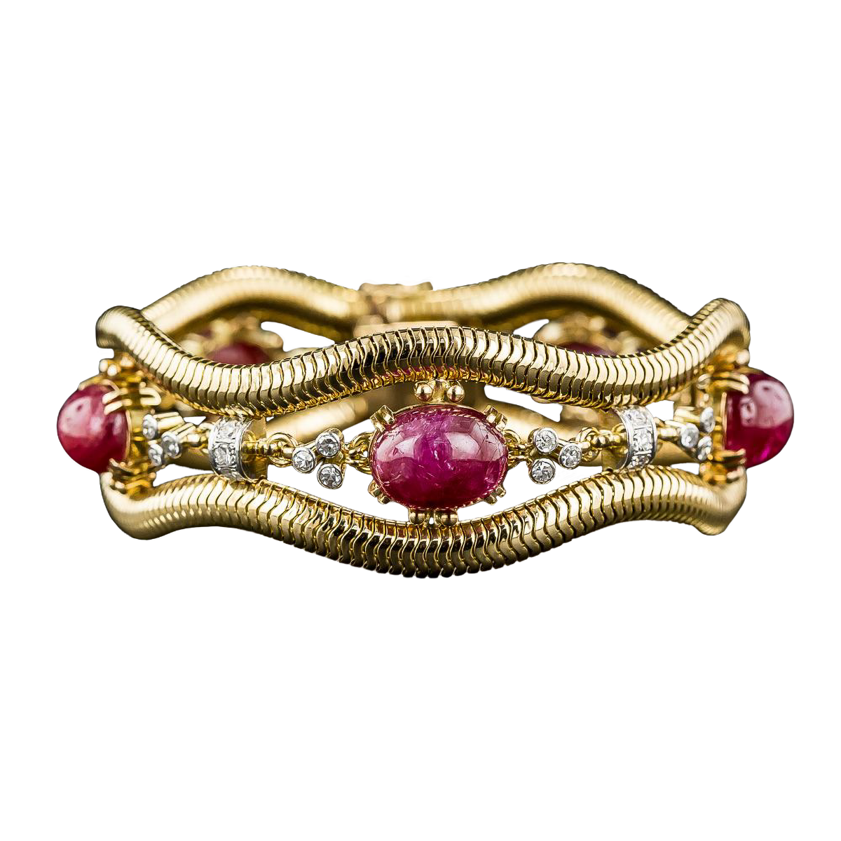 Retro No-Heat Burmese Ruby and Diamond Bracelet - 2