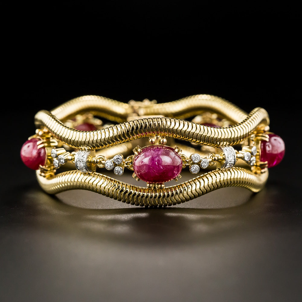 Retro No-Heat Burmese Ruby and Diamond Bracelet - 5
