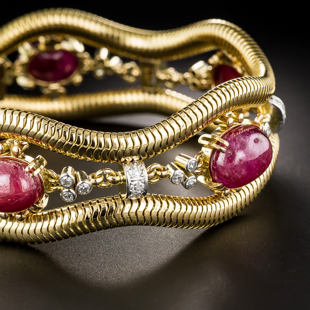 Retro No-Heat Burmese Ruby and Diamond Bracelet - 6