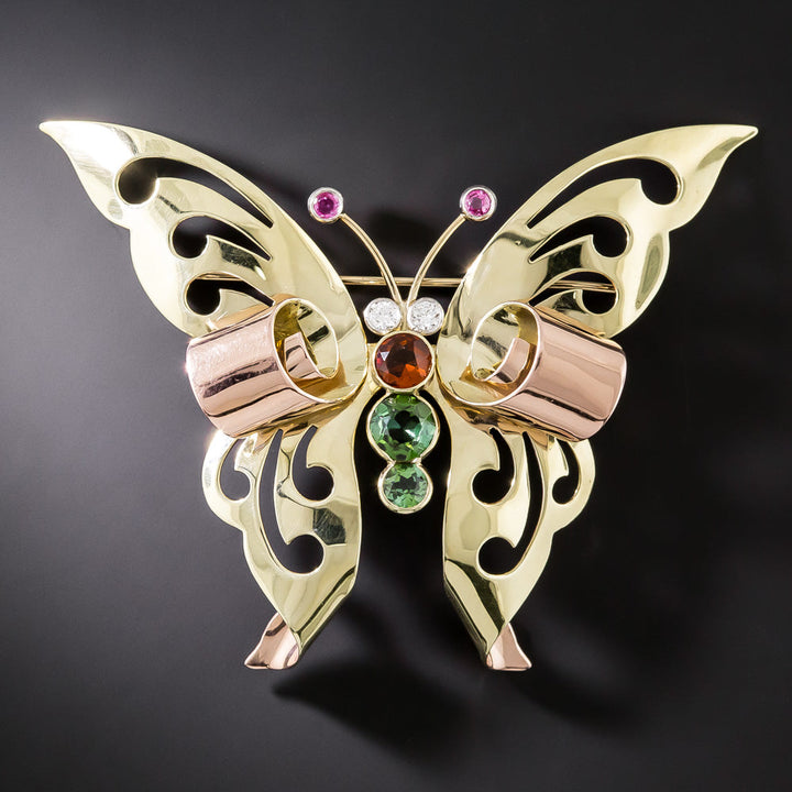 Retro Pierced Butterfly Brooch by Lester & Co.
